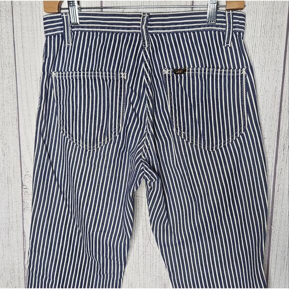VTG 1960s LEE Blue & White Striped Flared Jeans, 28x30 - Picture 4 of 6
